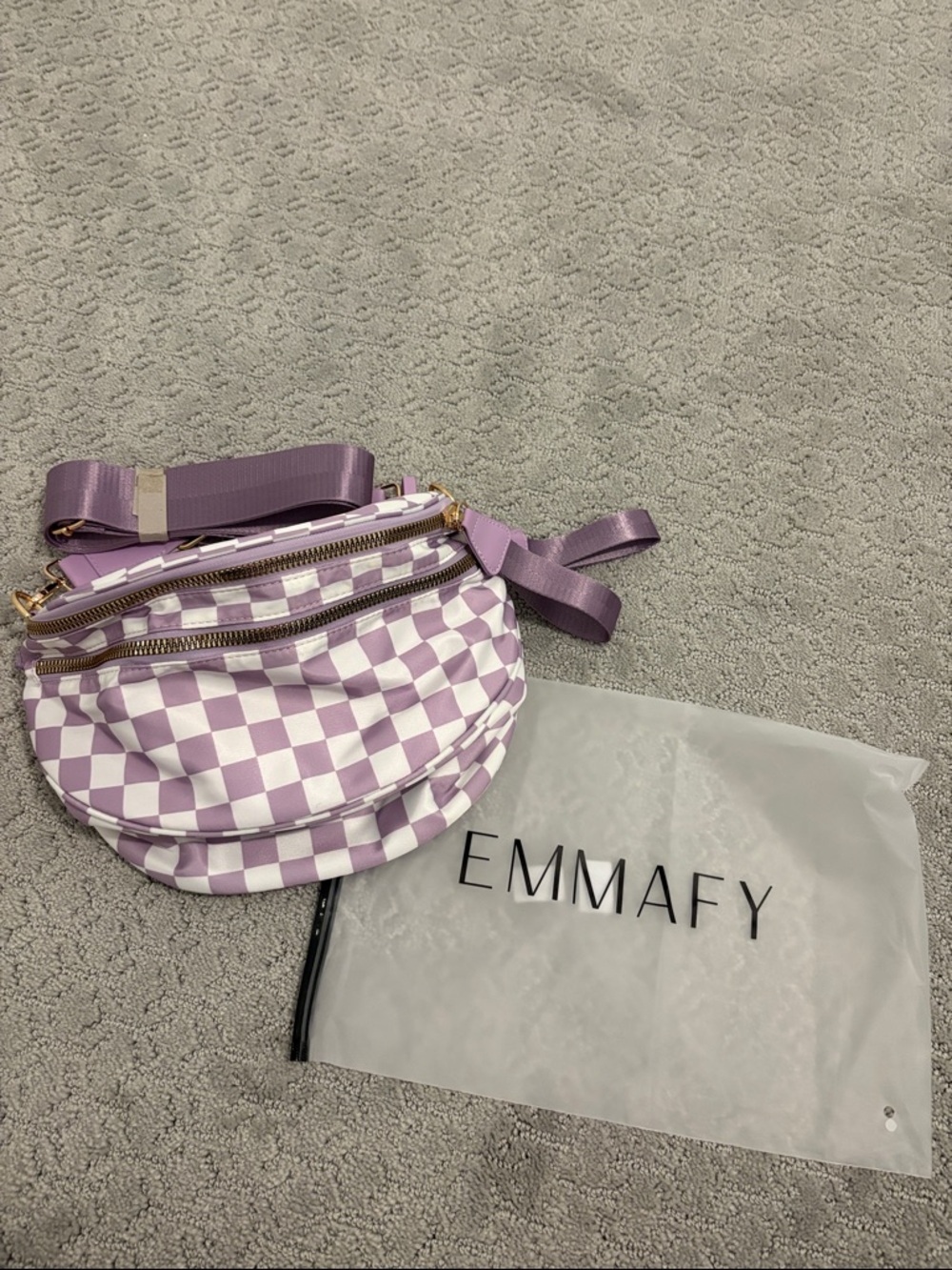 Viral Emmafy Lavender Checkered Crossbody Bag
